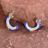 Authentic Native American Beaded Hoop Earrings  1/384