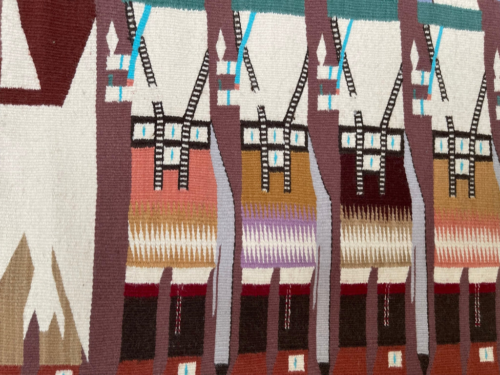 Navajo Yeibichai rug weaving, authentic Native American, handwoven (GM285)