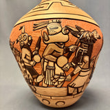 Marty and Elvira Nampeyo Hopi Carved Pot with Kachina Design   (JM30)