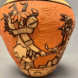 Marty and Elvira Nampeyo Hopi Carved Pot with Kachina Design   (JM30)