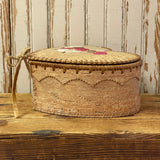 Canadian Northwest Territories heart shaped birchbark basket artist signed Marie Kotchea (GM454)