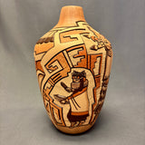 Marty and Elvira Nampeyo Hopi Carved Pot with Kachina Design   (JM31)