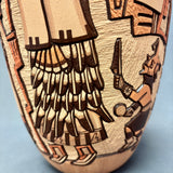 Marty and Elvira Nampeyo Hopi Carved Pot with Kachina Design   (JM31)