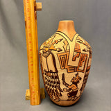 Marty and Elvira Nampeyo Hopi Carved Pot with Kachina Design   (JM31)