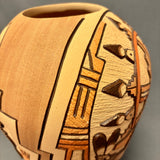 Marty and Elvira Nampeyo Hopi Carved Pot with Kachina Design   (JM32)