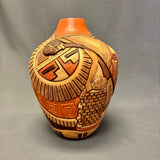 Tom Polacca Hopi Carved Pot with Longhair Kachina Design   (JM33)