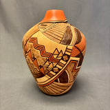 Tom Polacca Hopi Carved Pot with Longhair Kachina Design   (JM33)