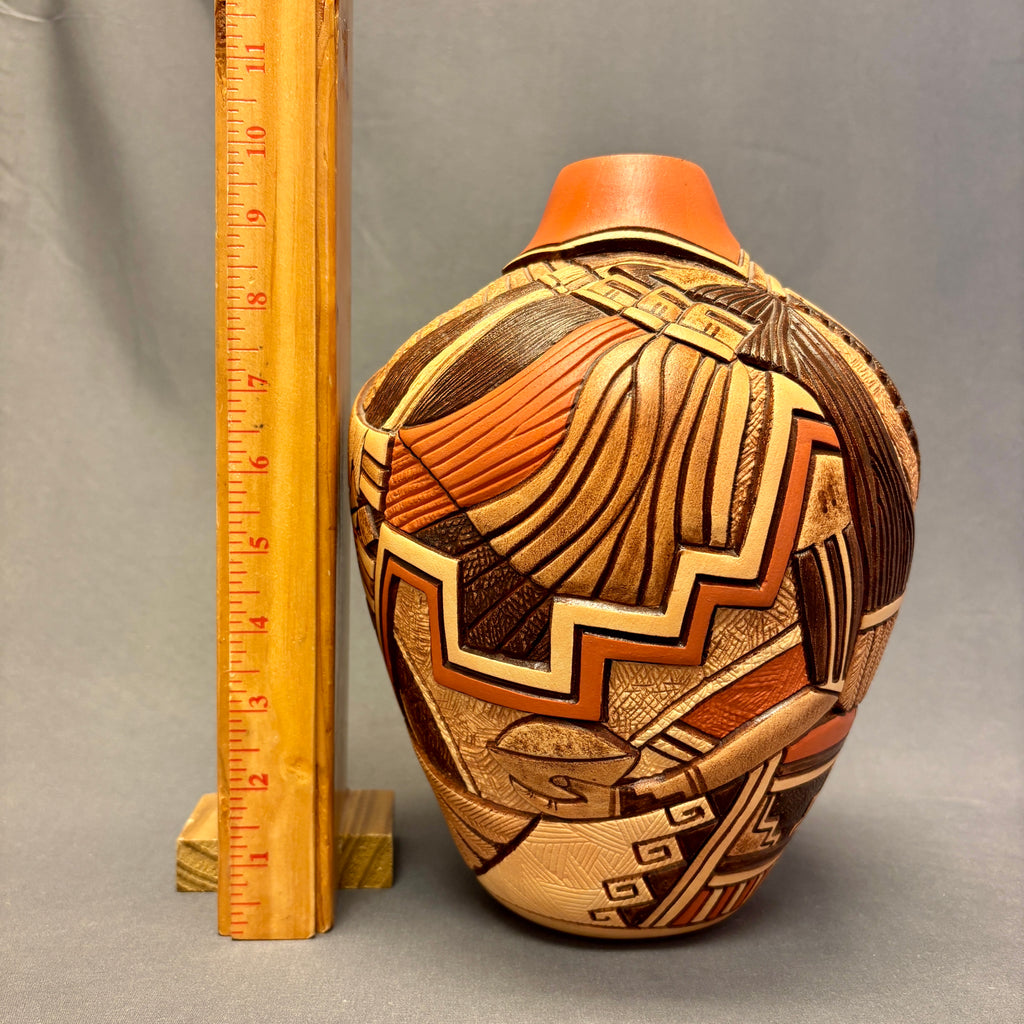Tom Polacca Hopi Carved Pot with Longhair Kachina Design   (JM33)