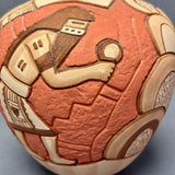 Tom Polacca Hopi Carved Pot with Longhair Kachina  (JM34)