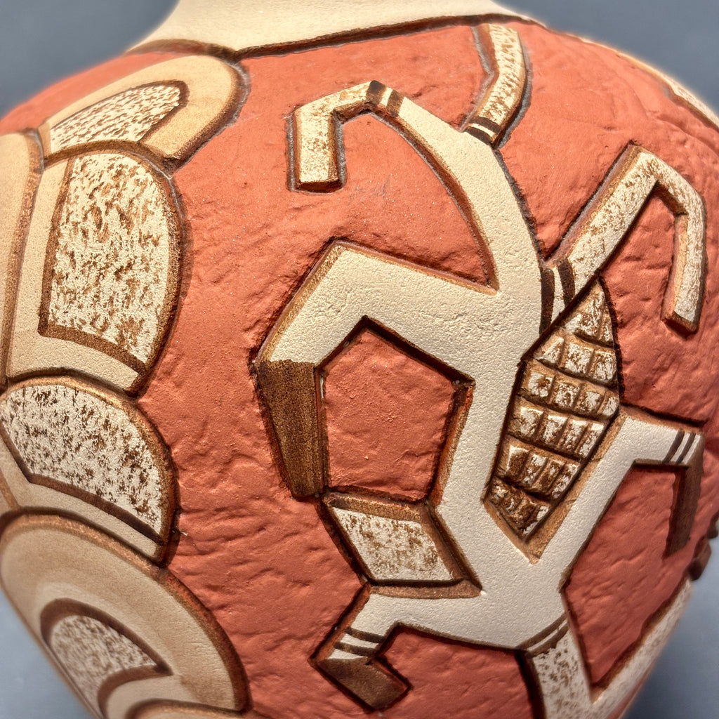Tom Polacca Hopi Carved Pot with Longhair Kachina  (JM34)