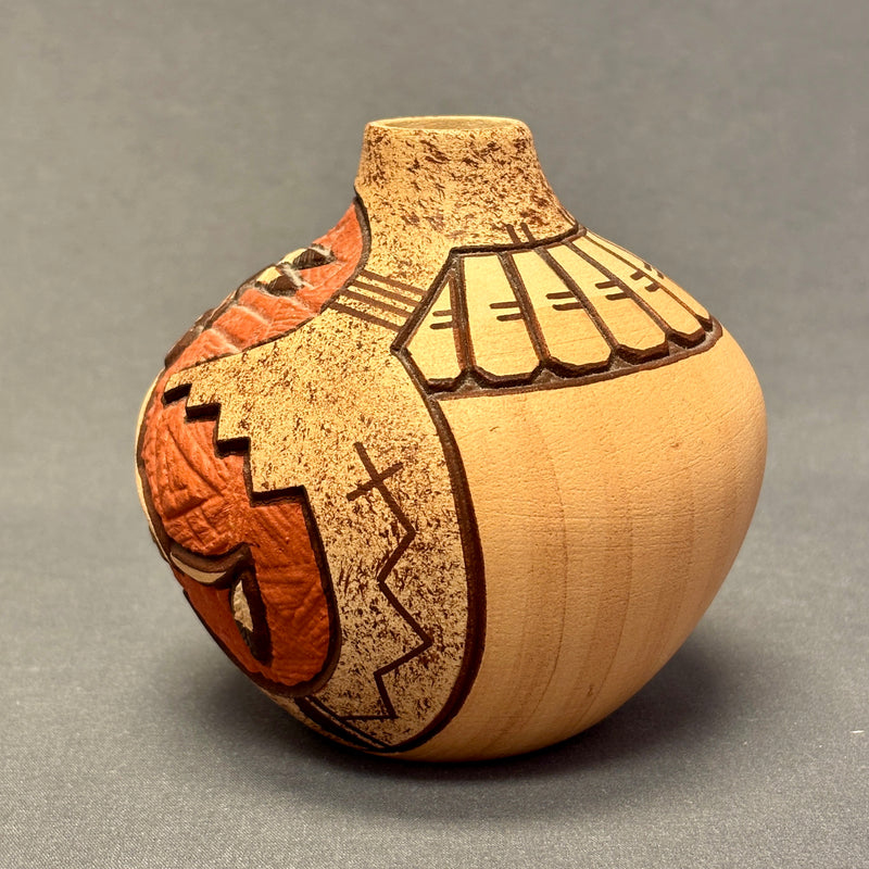 Carla Nampeyo Hopi Carved Pot with Kachina  (JM35)