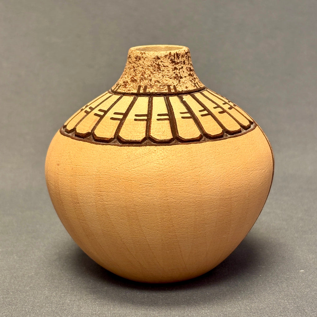 Carla Nampeyo Hopi Carved Pot with Kachina  (JM35)