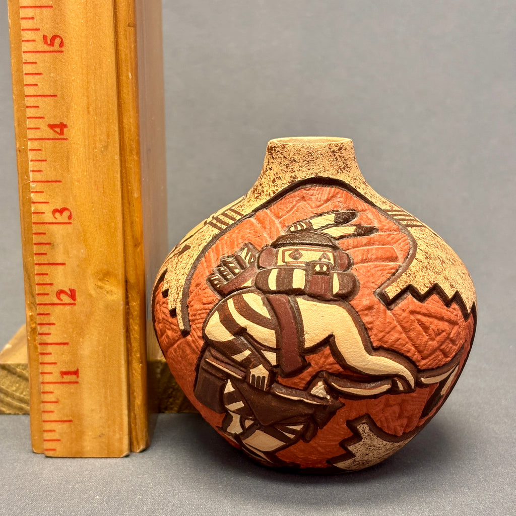 Carla Nampeyo Hopi Carved Pot with Kachina  (JM35)