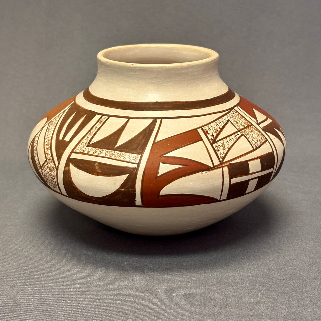 Loretta Navasie, Hopi White Slip Painted Pot  (JM37)