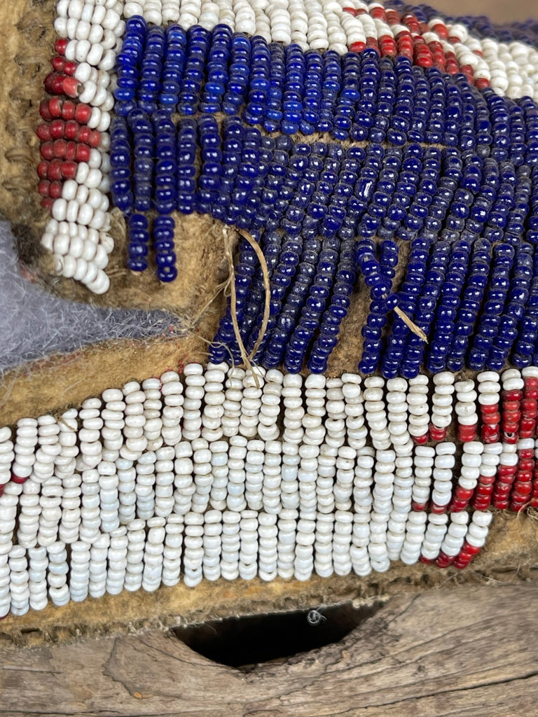 Cheyenne Authentic Native American beaded moccasins - Antique Late 1800s.  Sinew sewn with Venetian glass beads (GM179)