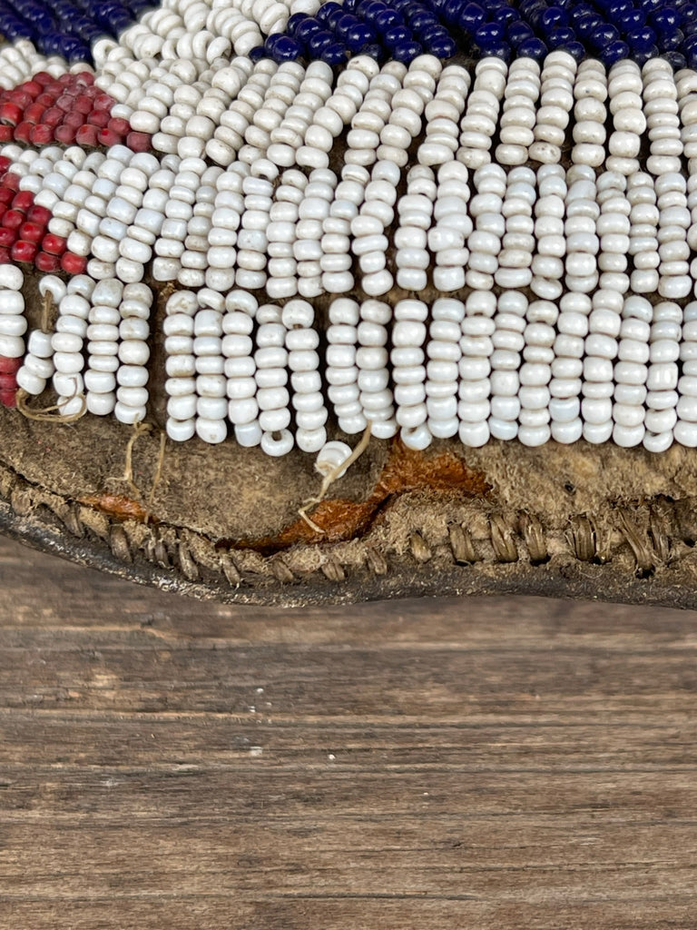 Cheyenne Authentic Native American beaded moccasins - Antique Late 1800s.  Sinew sewn with Venetian glass beads (GM179)