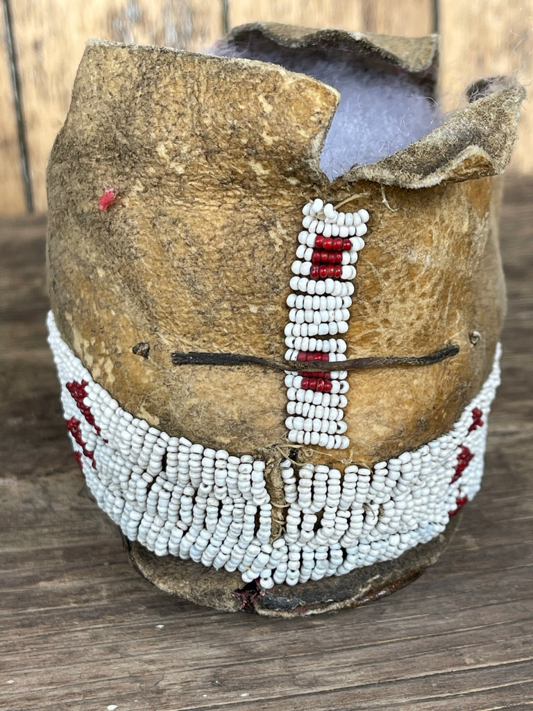 Cheyenne Authentic Native American beaded moccasins - Antique Late 1800s.  Sinew sewn with Venetian glass beads (GM179)