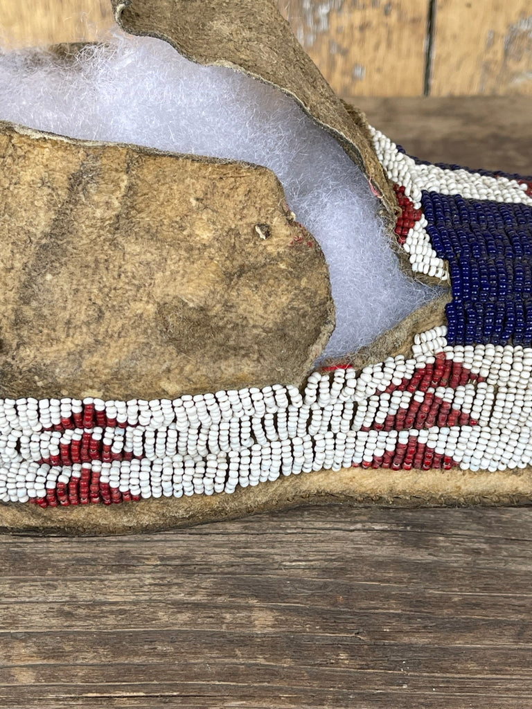 Cheyenne Authentic Native American beaded moccasins - Antique Late 1800s.  Sinew sewn with Venetian glass beads (GM179)