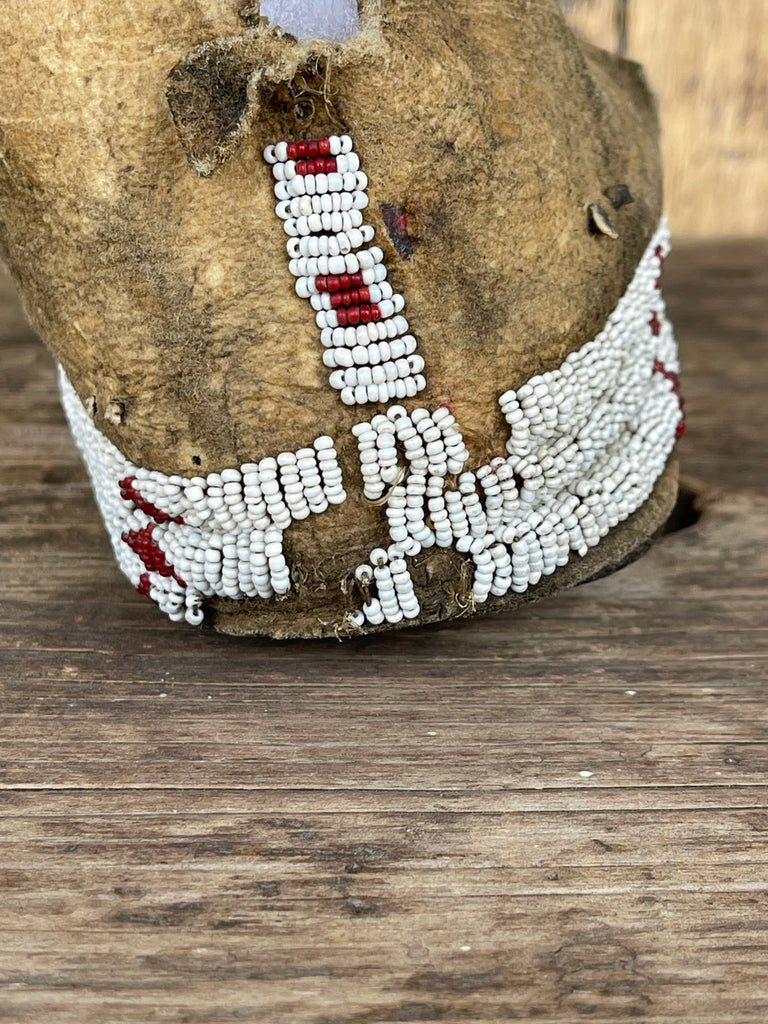 Cheyenne Authentic Native American beaded moccasins - Antique Late 1800s.  Sinew sewn with Venetian glass beads (GM179)