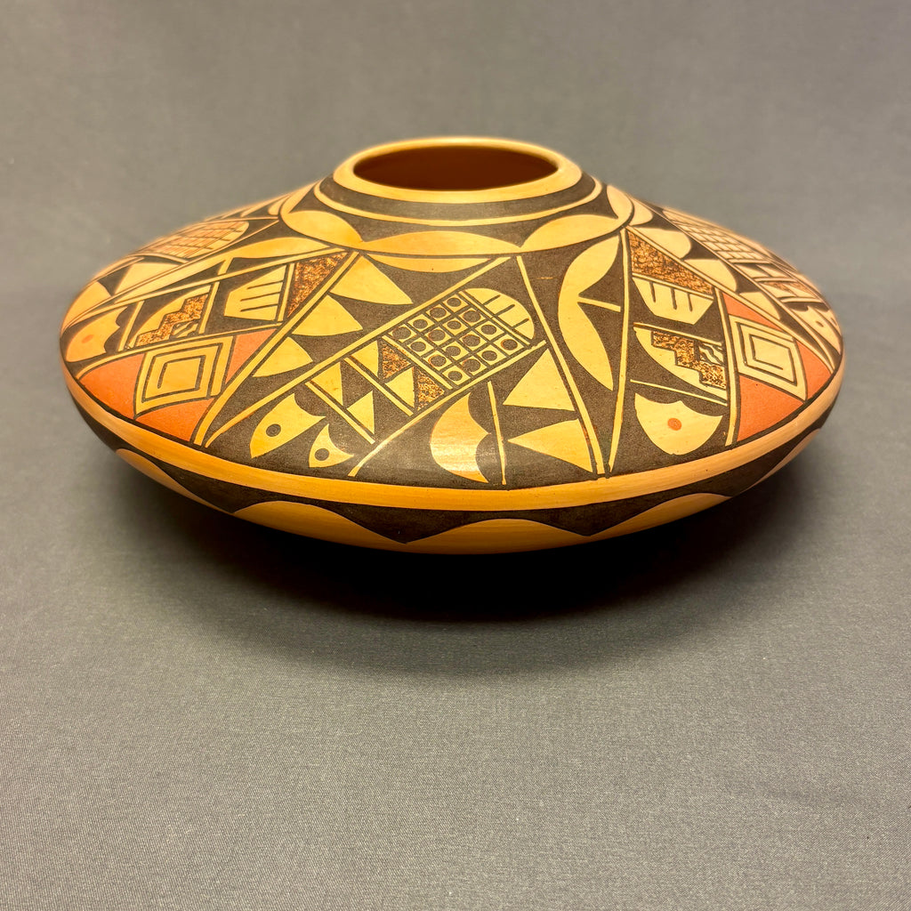 Dee Setalla, Hopi Wide Painted Pot with Pottery Shard Design  (JM44)