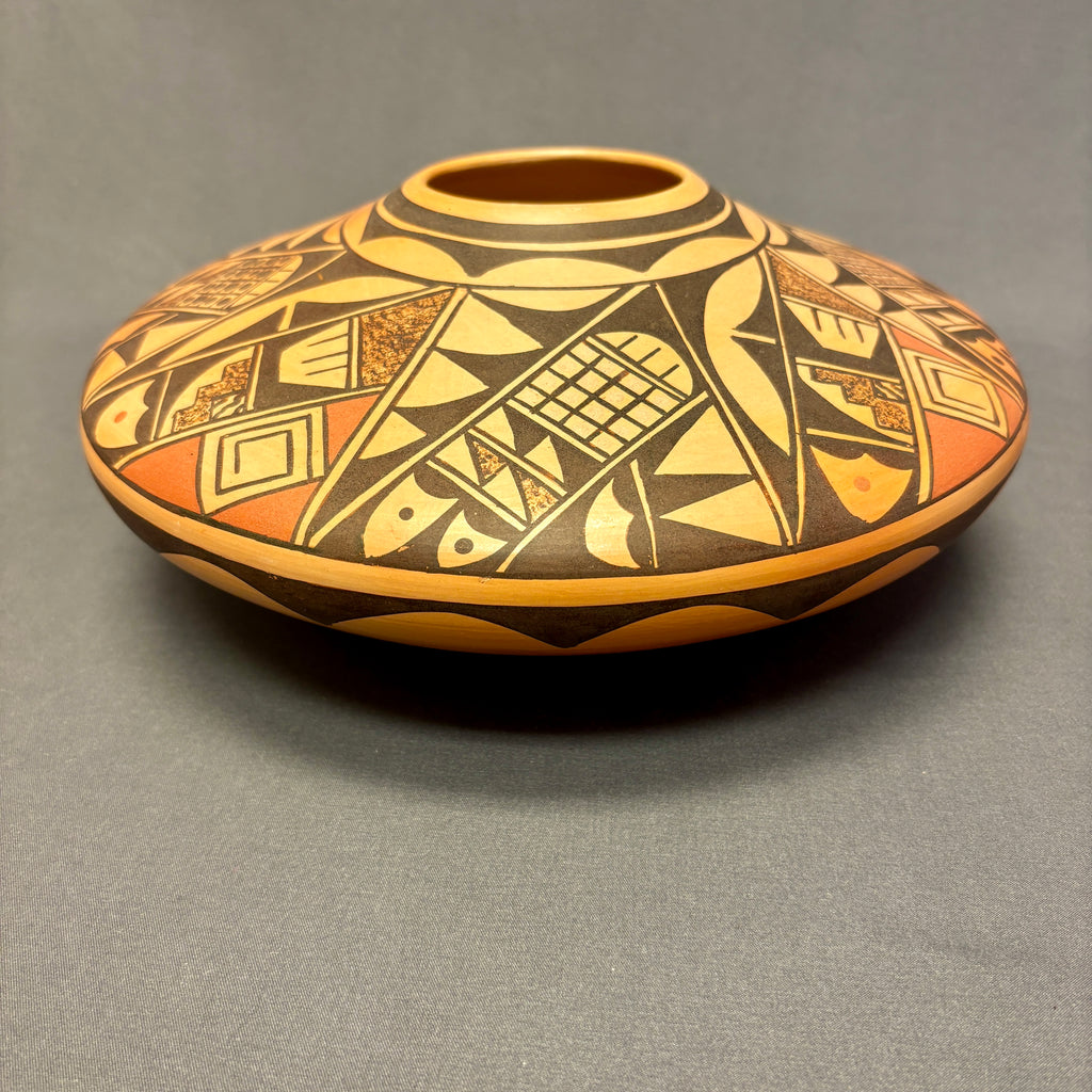 Dee Setalla, Hopi Wide Painted Pot with Pottery Shard Design  (JM44)