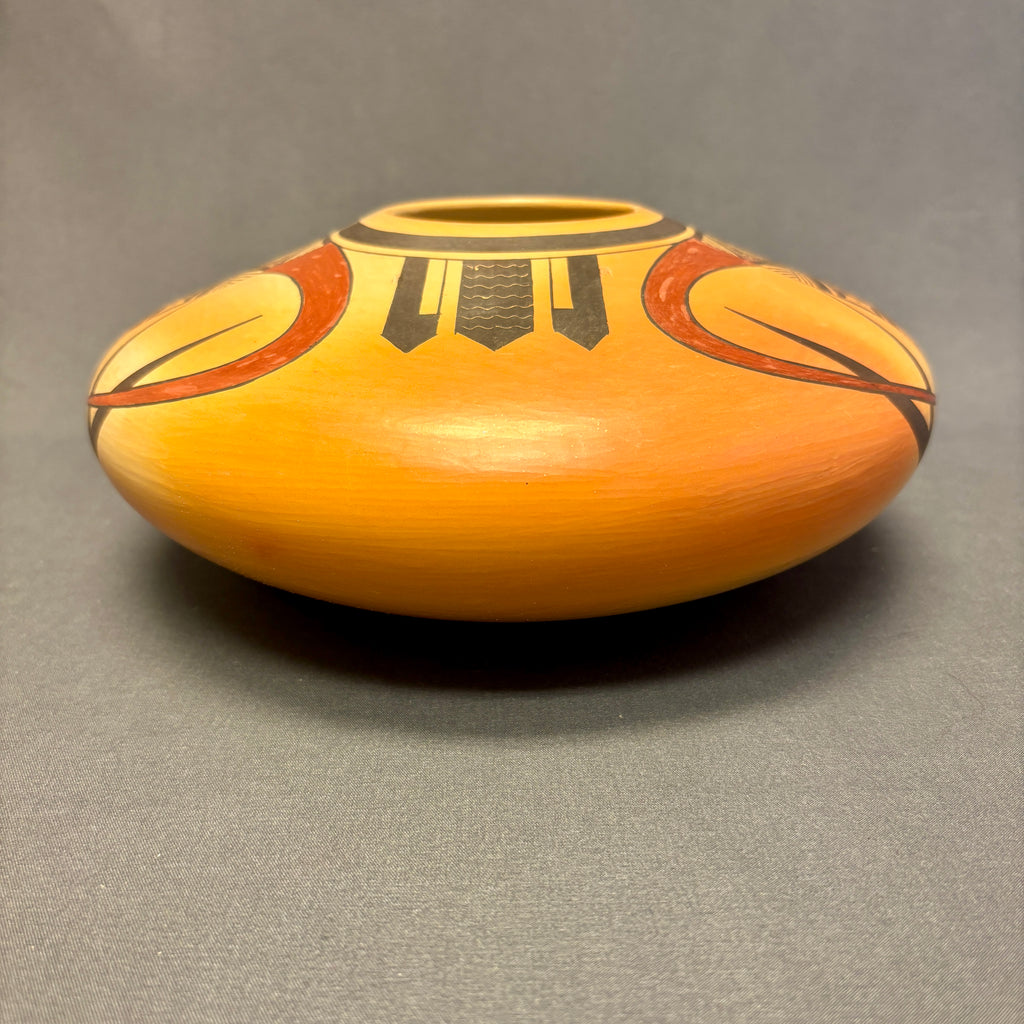 Fawn Garcia Navasie, Hopi Wide Painted Pot with Parrot Design  (JM45)