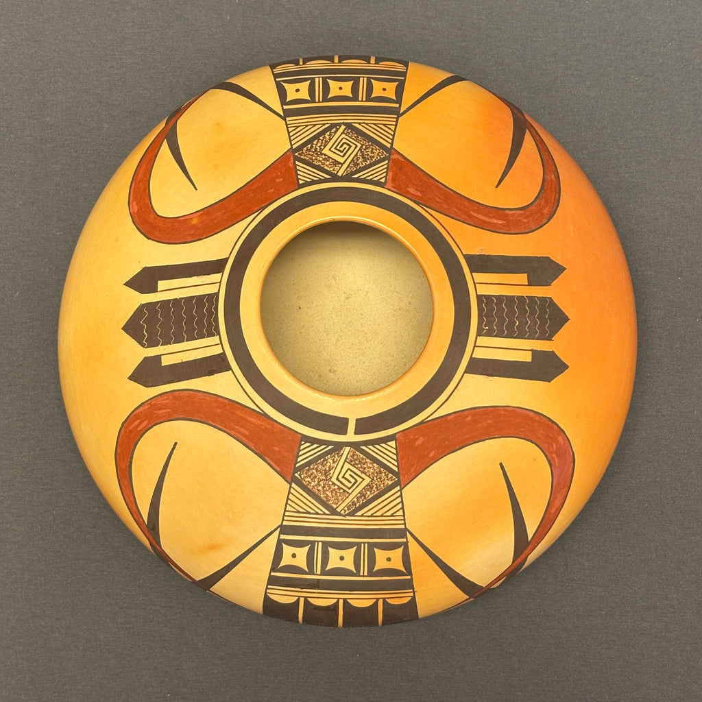 Fawn Garcia Navasie, Hopi Wide Painted Pot with Parrot Design  (JM45)