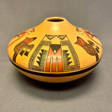 Gloria Mahle, Hopi Wide Painted Pot with Bird Design  (JM47)