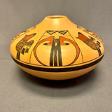 Gloria Mahle, Hopi Wide Painted Pot with Bird Design  (JM47)