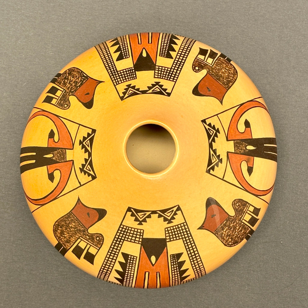 Gloria Mahle, Hopi Wide Painted Pot with Bird Design  (JM47)