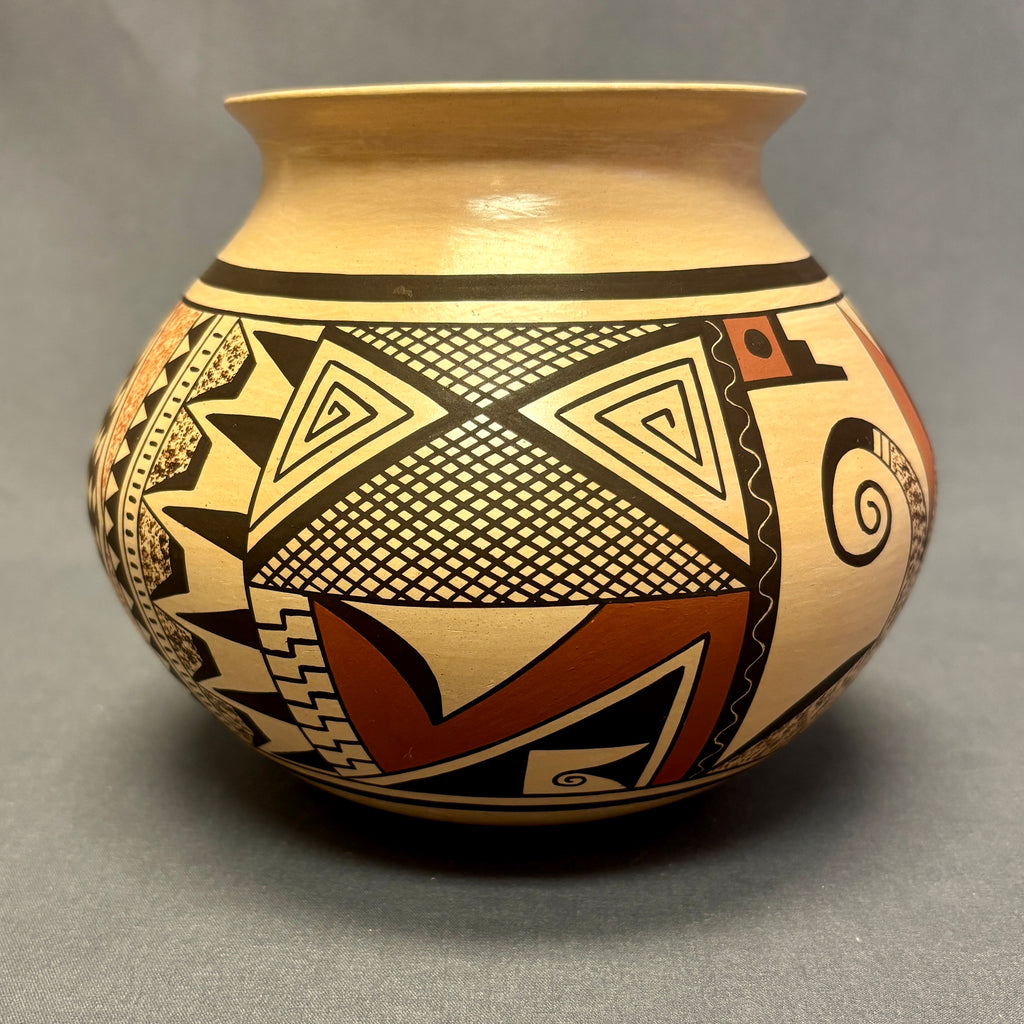 Agnes Setalla Nahsonhoya, Hopi Painted Pot with Bird Design  (JM51)