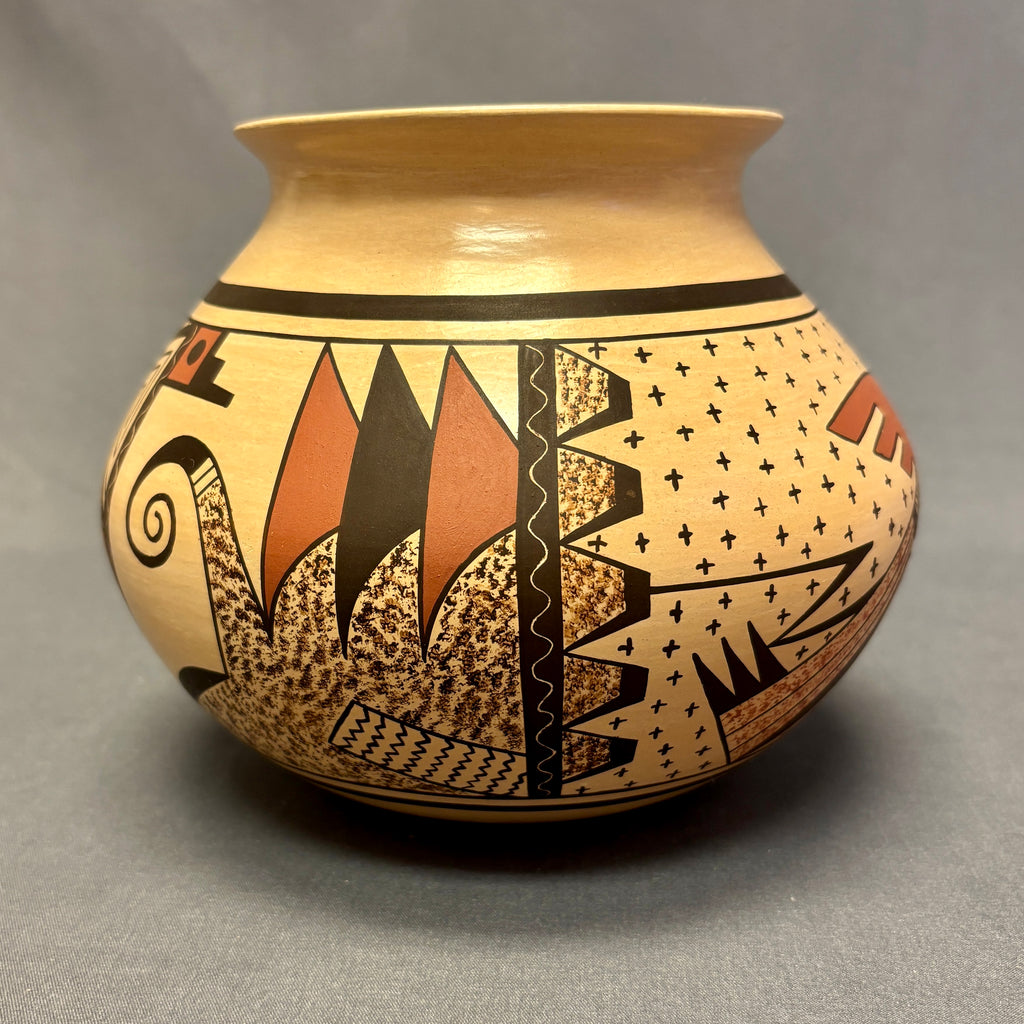 Agnes Setalla Nahsonhoya, Hopi Painted Pot with Bird Design  (JM51)