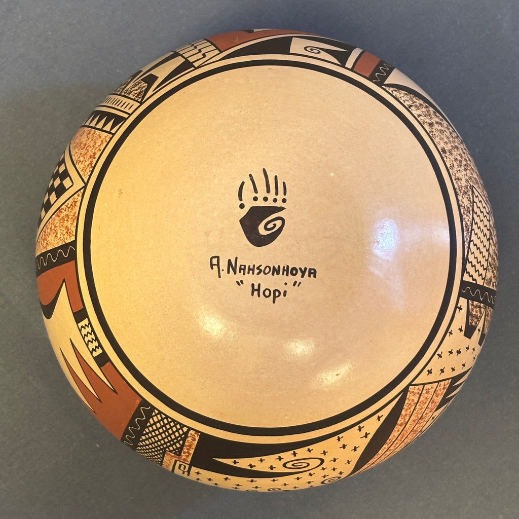 Agnes Setalla Nahsonhoya, Hopi Painted Pot with Bird Design  (JM51)