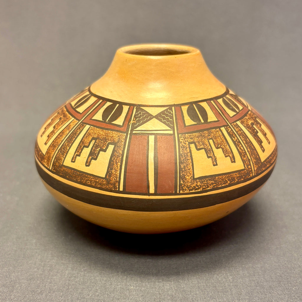 White Swann, Hopi Painted Pot with Geometric Design (JM53)