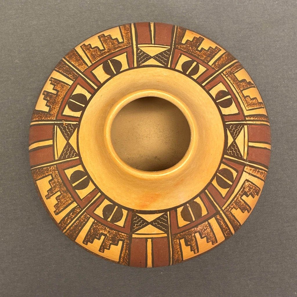 White Swann, Hopi Painted Pot with Geometric Design (JM53)