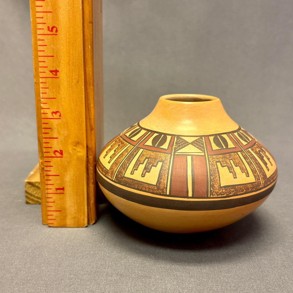 White Swann, Hopi Painted Pot with Geometric Design (JM53)