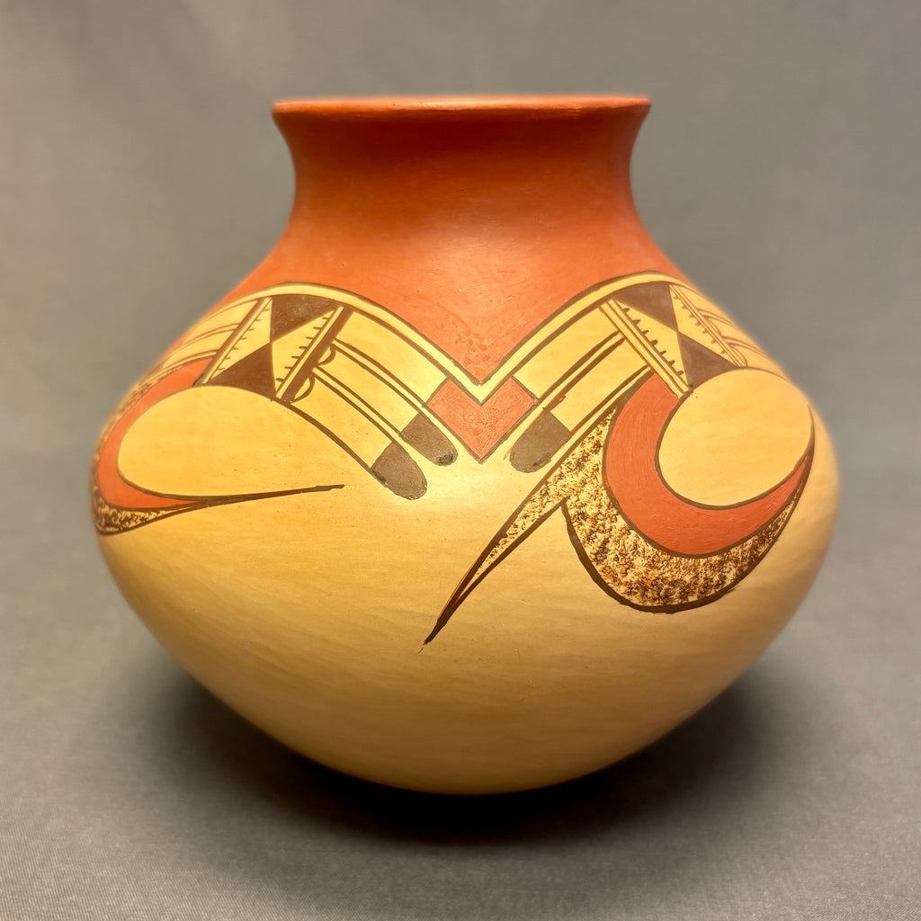 James Nampeyo, Hopi Tall Painted Pot with Parrot Tail Design  (JM58)