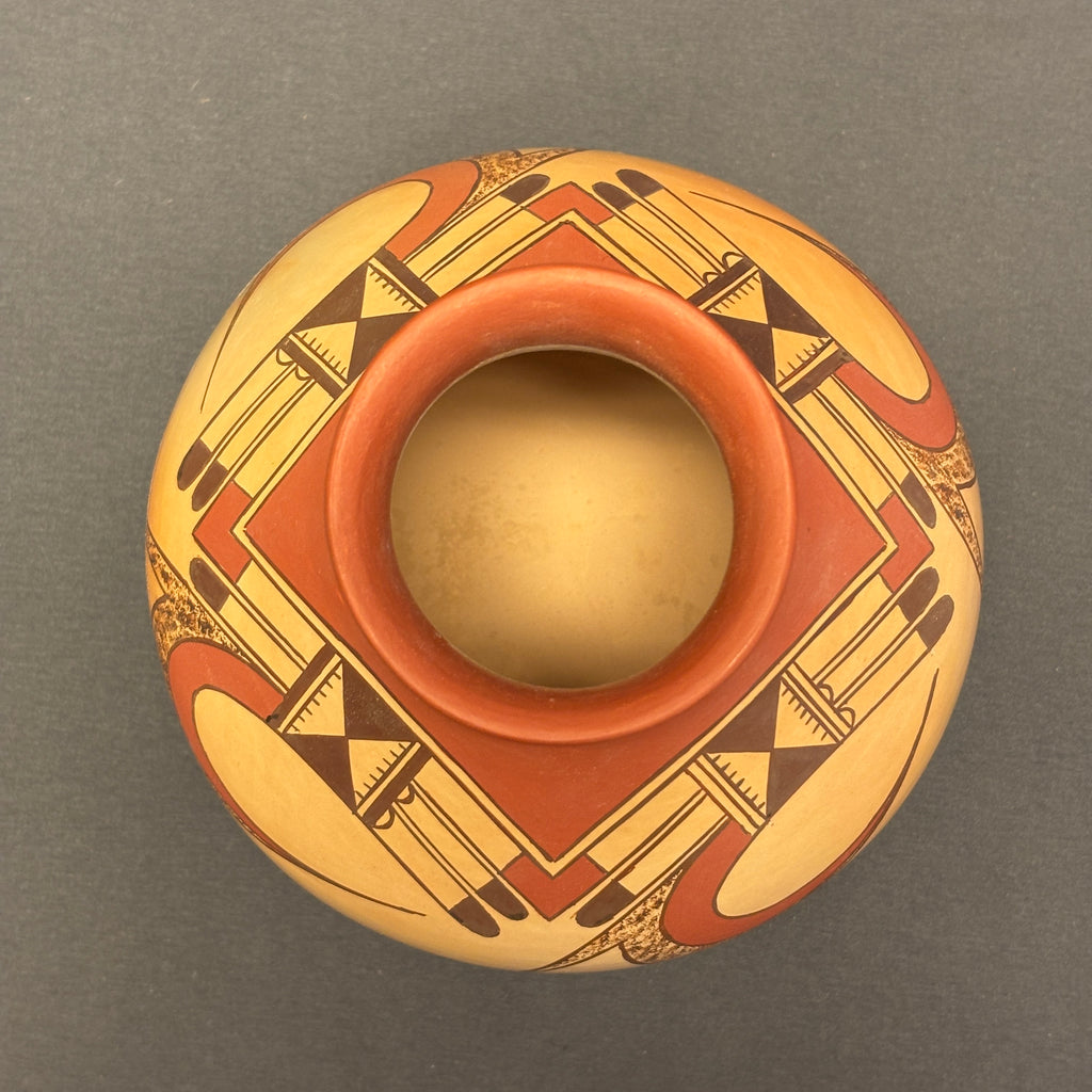 James Nampeyo, Hopi Tall Painted Pot with Parrot Tail Design  (JM58)