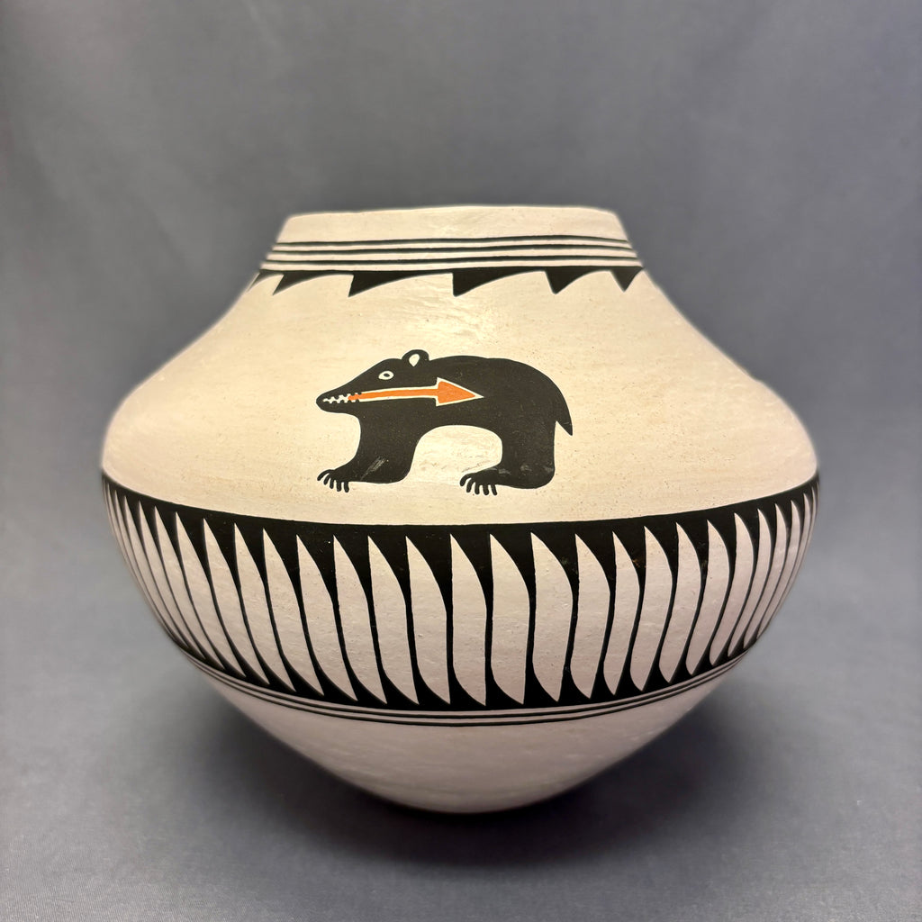 Debbie Brown Vintage Acoma Pueblo Painted Olla with Bear Fetish Design   (JM77)