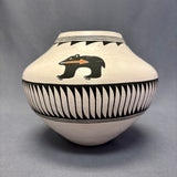 Debbie Brown Vintage Acoma Pueblo Painted Olla with Bear Fetish Design   (JM77)