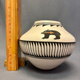 Debbie Brown Vintage Acoma Pueblo Painted Olla with Bear Fetish Design   (JM77)