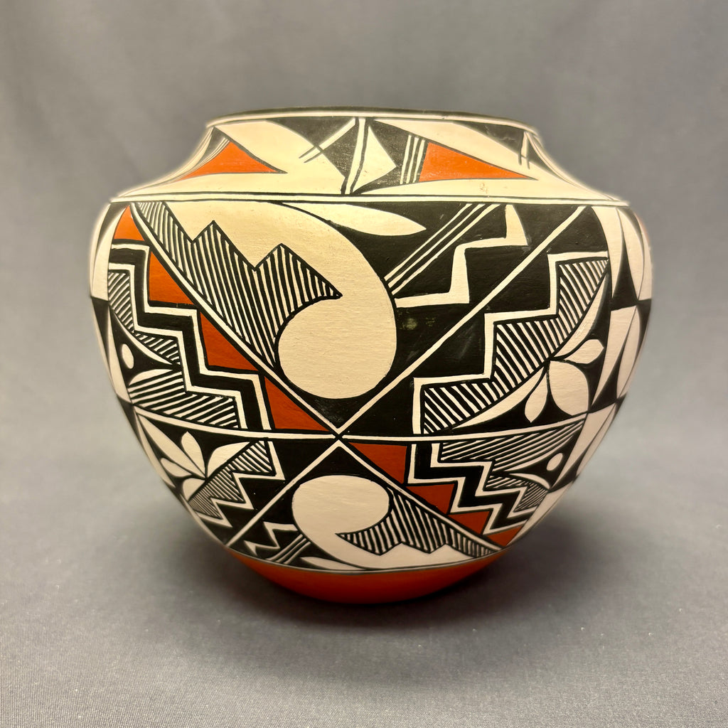 Rachel Aragon Acoma Pueblo Painted Olla with Geometric Design   (JM82)