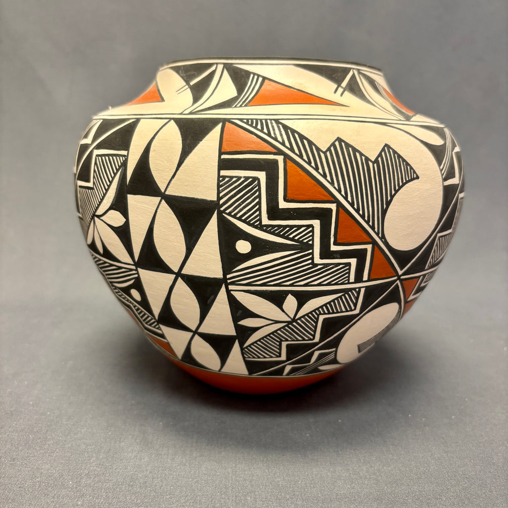 Rachel Aragon Acoma Pueblo Painted Olla with Geometric Design   (JM82)