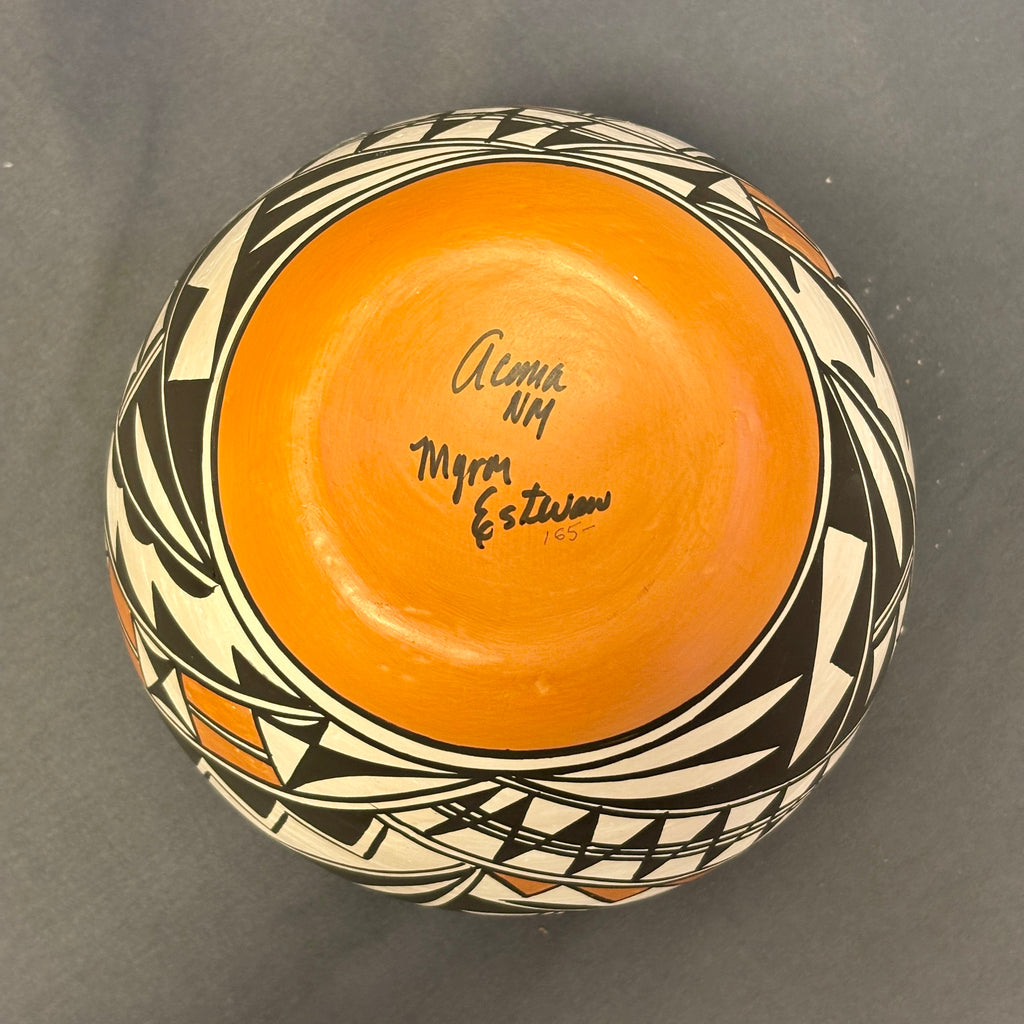 Myron Estevan Vintage Acoma Pueblo Painted Pot with Geometric Design   (JM84)