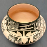 Marquis Dann-Lente, Laguna Pueblo Vintage Handmade Painted Clay Pot with Parrot and Spiral design  (JM92)