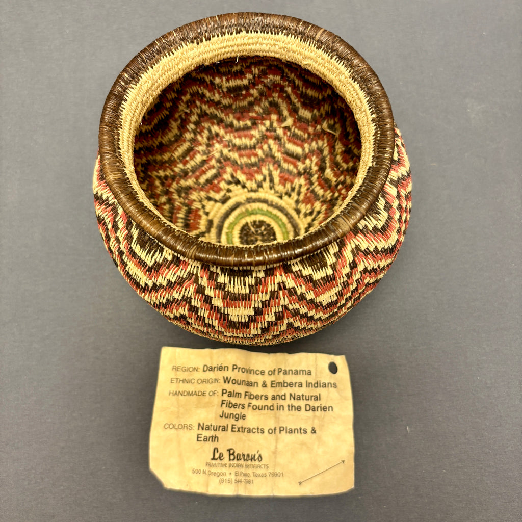 Vintage Wounaan and Embera Basket with Geometric Design, Panama   (JFB7)