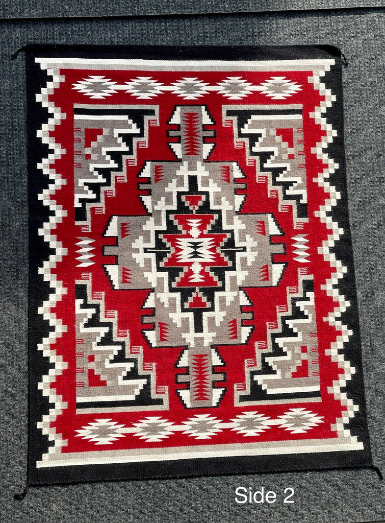 LG Navajo rug weaving in Ganado style, vintage Native American handwoven (GM354)