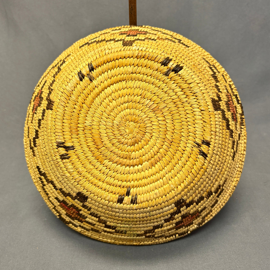 Vintage Tohono O'odham (Papago) Coiled Basket with Diamond Pattern, authentic Native American  (JFB12)