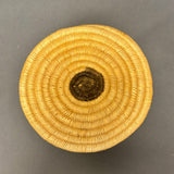 Vintage Tohono O'odham (Papago) Tall Round Coiled Basket with Plant Design, authentic Native American  (JFB15)