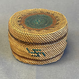Makah woven basket with whirling log design 3